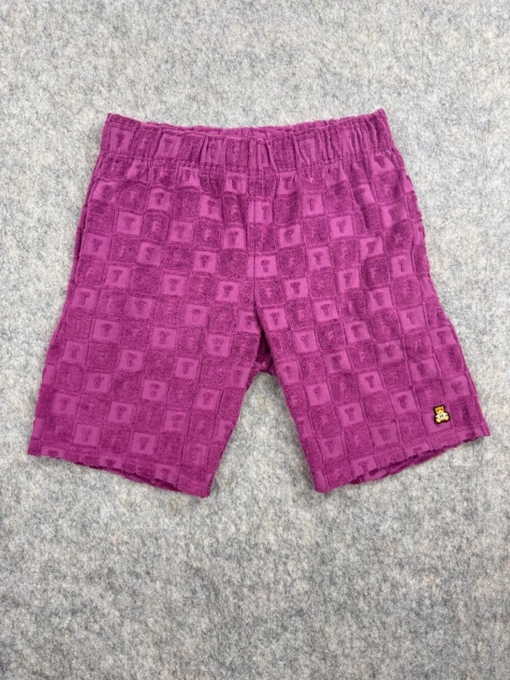 Teddy Fresh Mens Shorts Terrycloth Logo Sz S Pink Purple 9"